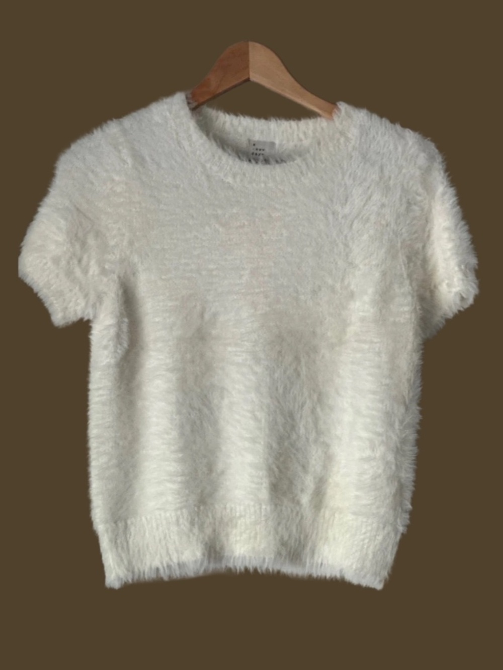 Off White Short Sleeve Mohair Top